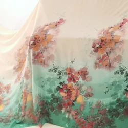 1 meter X 1.48 meter Floral Painting Chiffon Gauze Dancing Dress Fabric Chiffon 50D