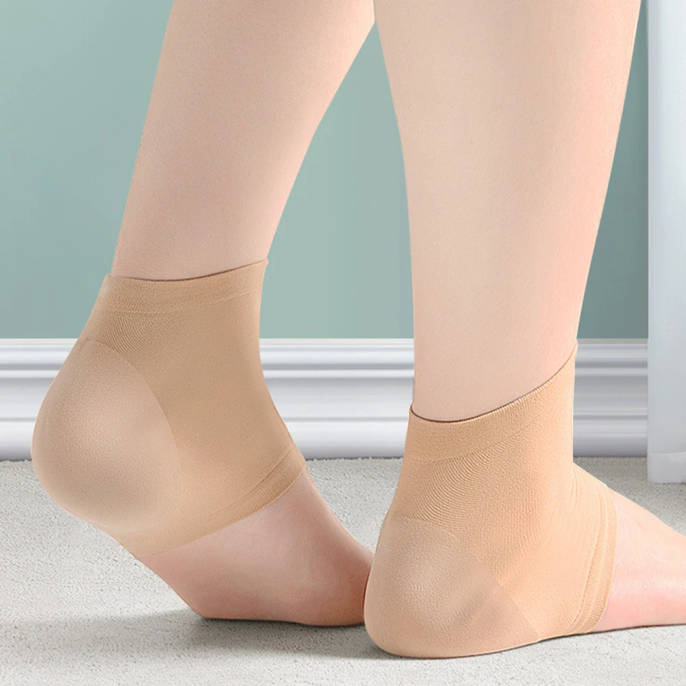 

2 пары силиконовых носков с защитой пятки, потрескавшиеся ноги, чистый хлопок, увлажняющие, противоскользящие, амортизирующие, удобные для ходьбы