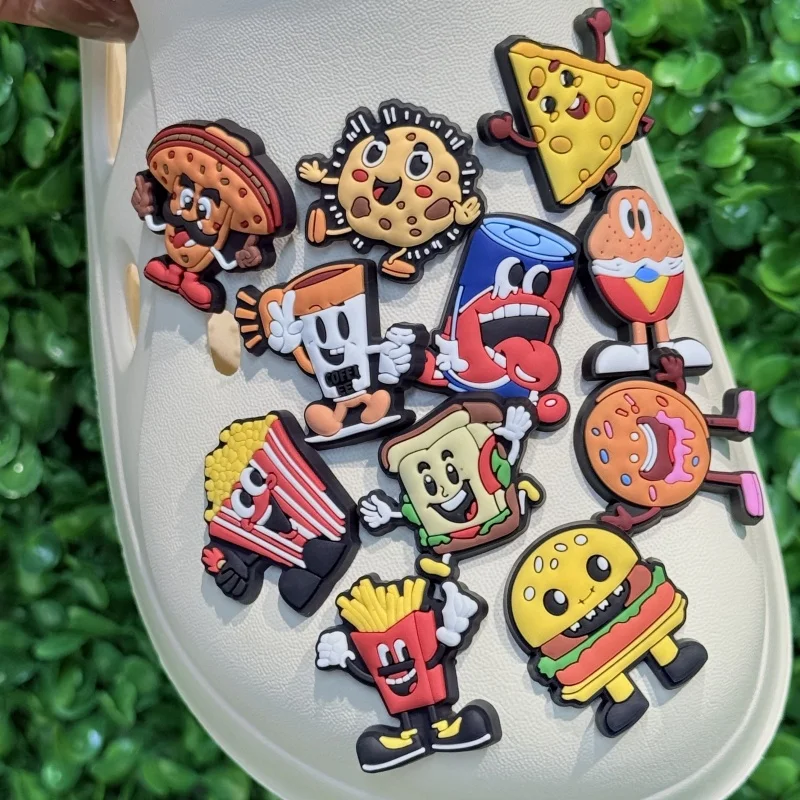 

Hot Sales 1-12Pcs Lovely Cookie Hamburger Children Shoes Buckle Charms Vegetable Broccoli Sandals Ornaments DIY Backpack