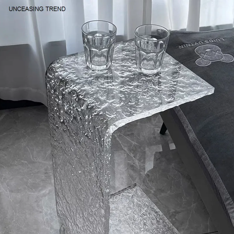 Acrylic Water Ripple Coffee Table Modern Minimalist Sofa Side Table Bay Window Small Coffee Table Transparent Corner Tables