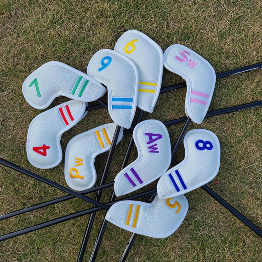 

9Pcs Premium PU Golf Covers Rod Covers Full Golf Caps Golf Putter Covers For Iron