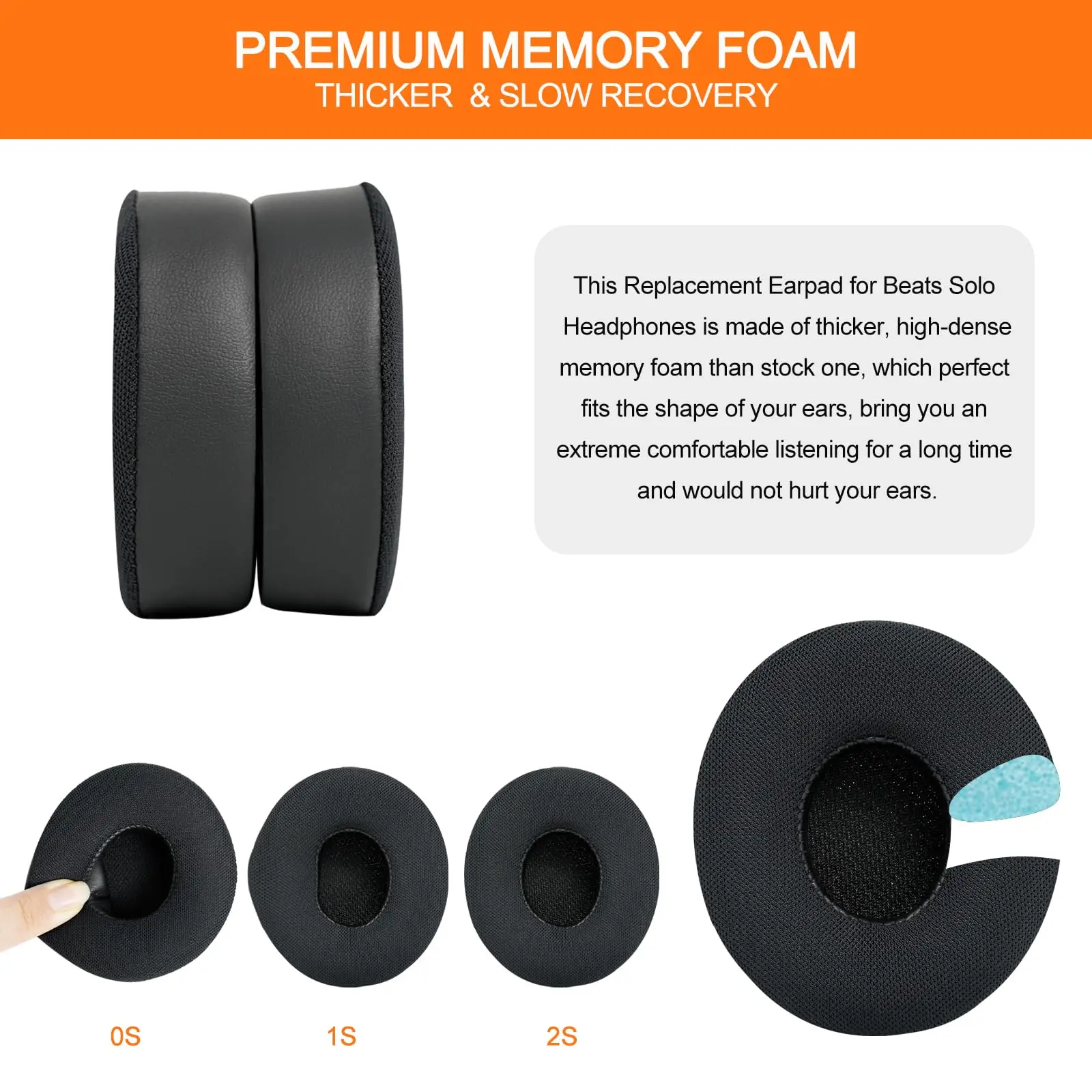 Cooling Gel Replacement Ear Pads Cushions for Beats Solo 2 & Solo 3 Wireless On-Ear Headphones, Ear Cups Cover Repair Parts