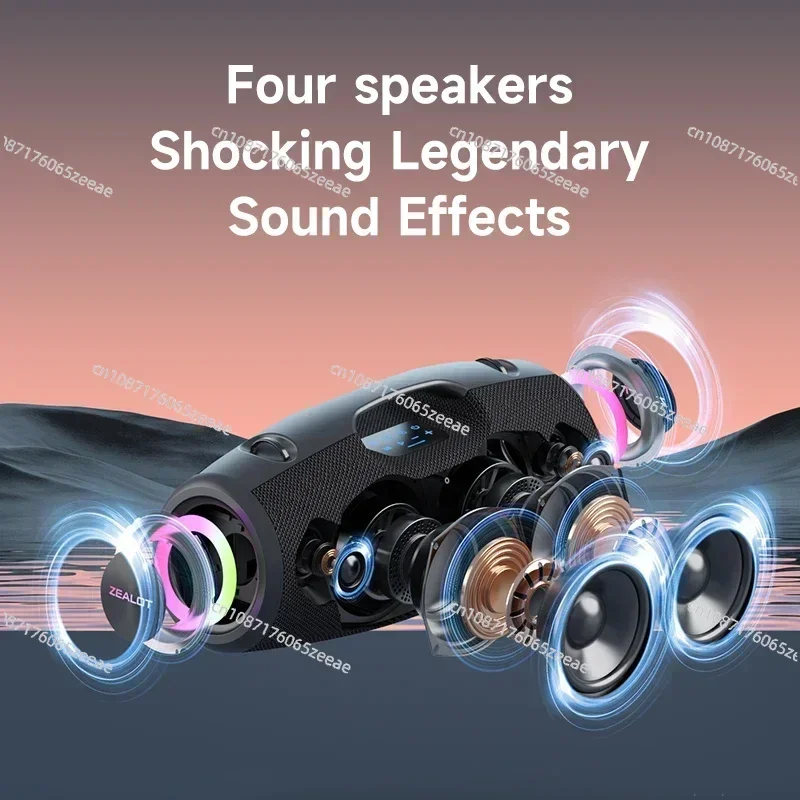 ZEALOT S78 100W Portable Outdoor Speaker IPX7 Waterproof Wireless Speakers with RGB Lights, Rich Bass Stereo Sound 12H Playtime