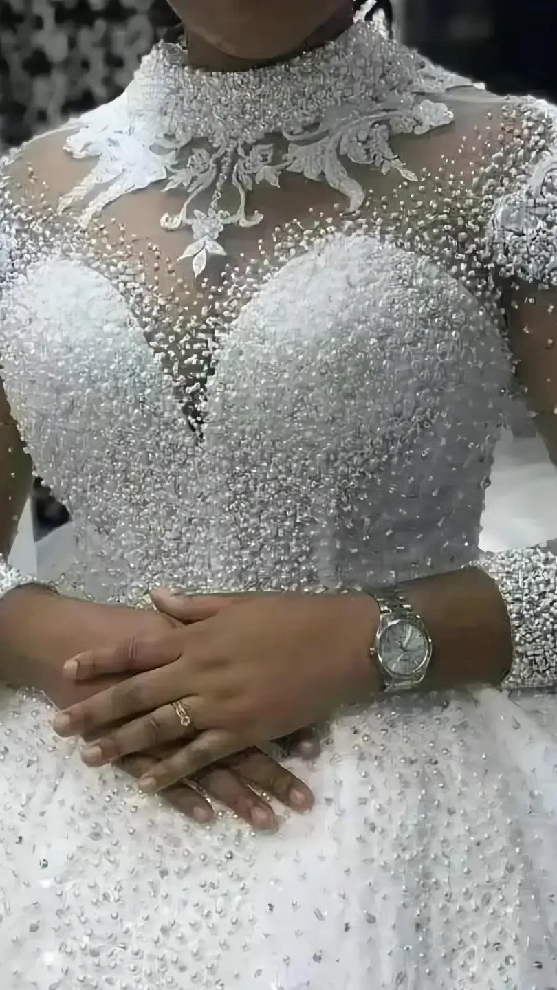 

Customized African Ball Gown Luxury High Quality Wedding Dresses Custom Made Long Sleeve Bride's Gowns 2025