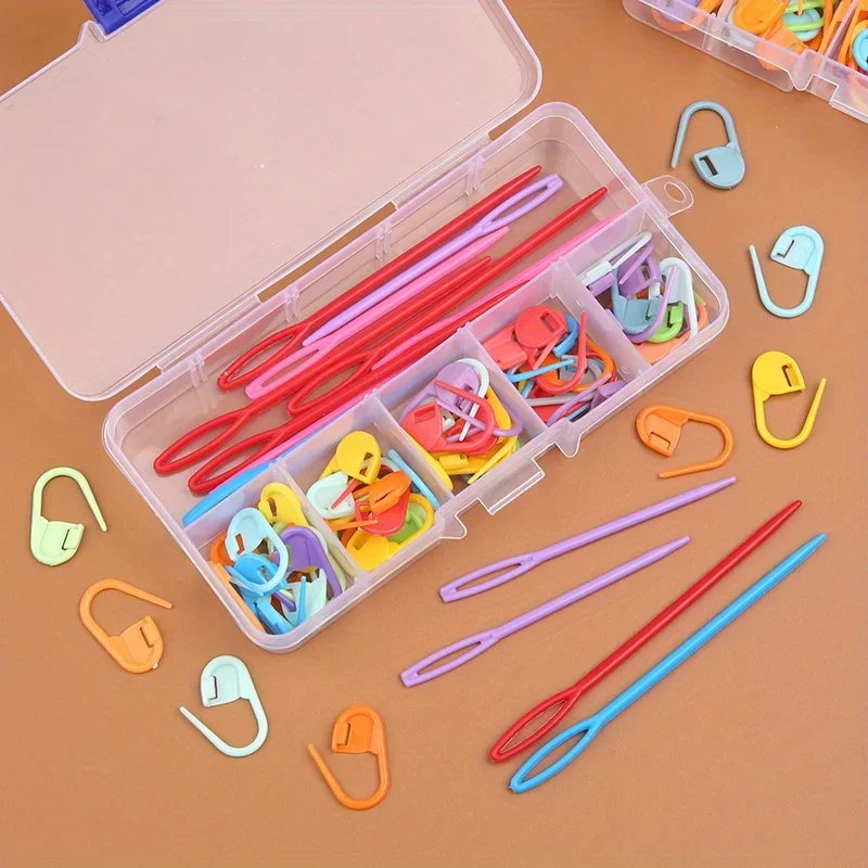 101pcs Multicolor Plastic Resin Small Clips Knitting Crochet Markers Locking Stitch Needle Clip Marking Rings DIY Sewing Tool