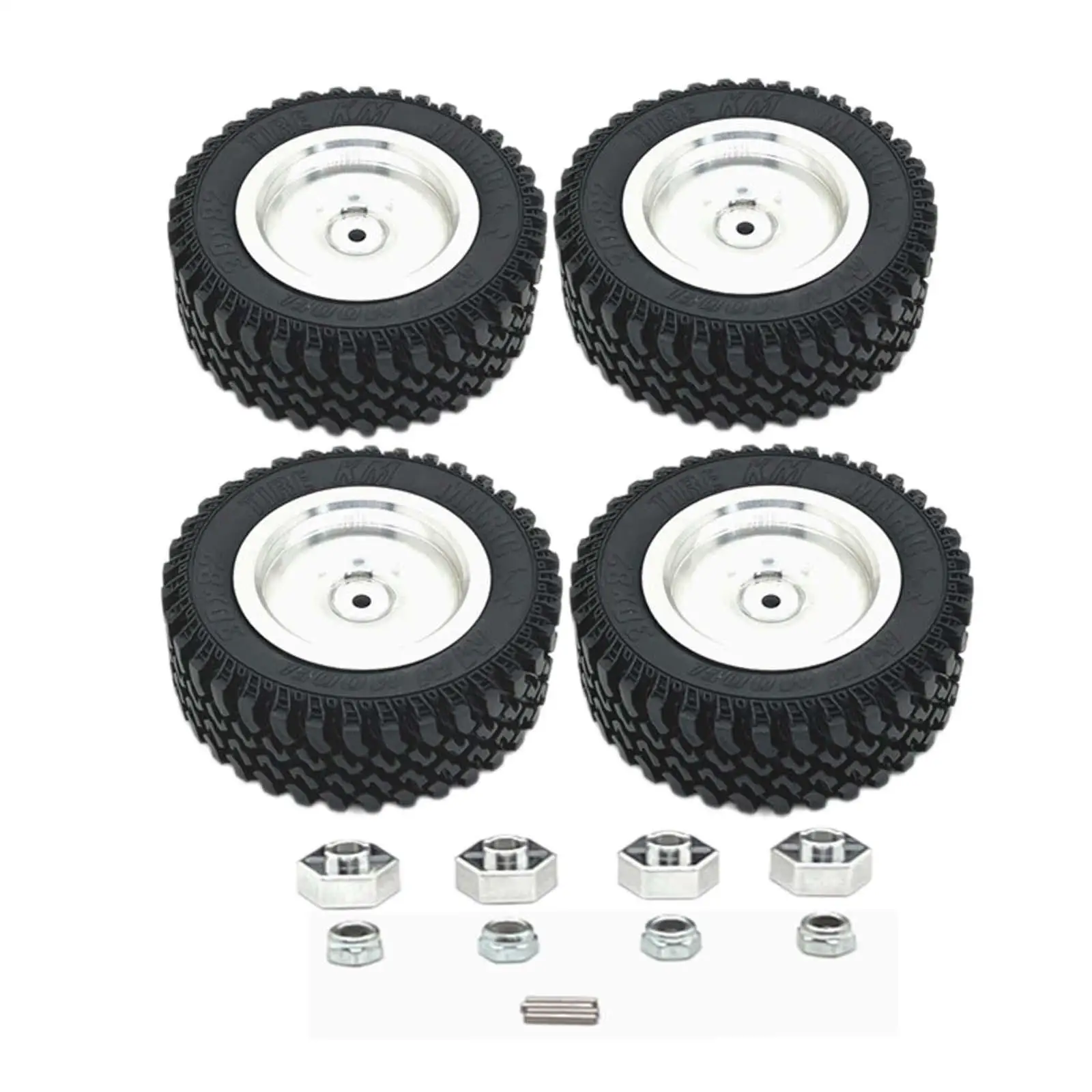 4Pcs RC Car Wheels and Tires with Hex Connectors RC Crawler Car Tires RC Part