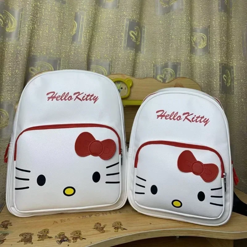 Sanrio College Student Backpack Hello Kitty Dirt-resistant Girl Cute School Bag Large-capacity PU Leather Durable