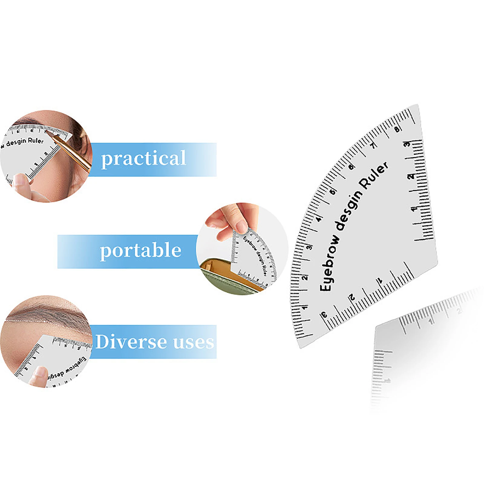Guida rapida per il disegno delle sopracciglia Strumento riutilizzabile per modellare le sopracciglia con modelli di stencil Strumento per il disegno delle sopracciglia con righello per la progettazione delle sopracciglia