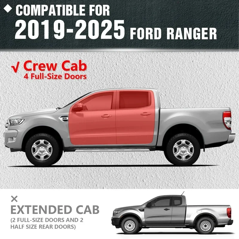 Running Boards Side Steps for 2019-2025  Ranger Supercrew Cab (4 Full Size Doors),Bolt-on Side Rails Step Ne Bar