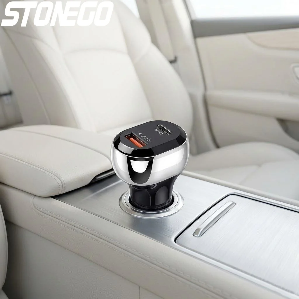 

38W Fast USB Car Charger Dual Port Cigarette Lighter Adapter 20W PD 18W QC3.0 Car Accessories Automotive Phone Charger