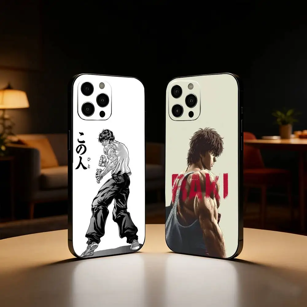 

Comic H-Hanma Baki Phone Case For iPhone17,16,15,14,13,12 Plus,Max Soft Silicone Black Cover