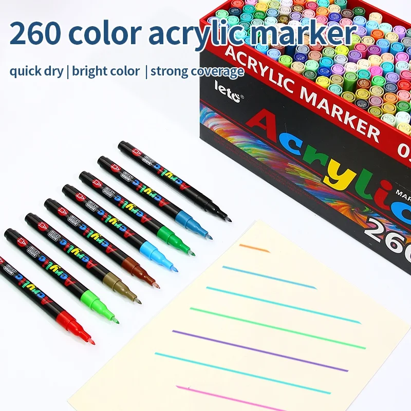 260-color acrylic pigment pen brush markers, press for ink, suitable for painting stone DIY art supplies stationery