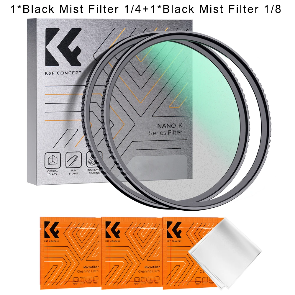 K&F CONCEPT 49-82mm Black Mist Diffusiefilter 1/4 1/8 met Multi Coating voor Nikon DSLR-lens 49mm 52mm 58mm 62mm 67mm 77mm 82mm