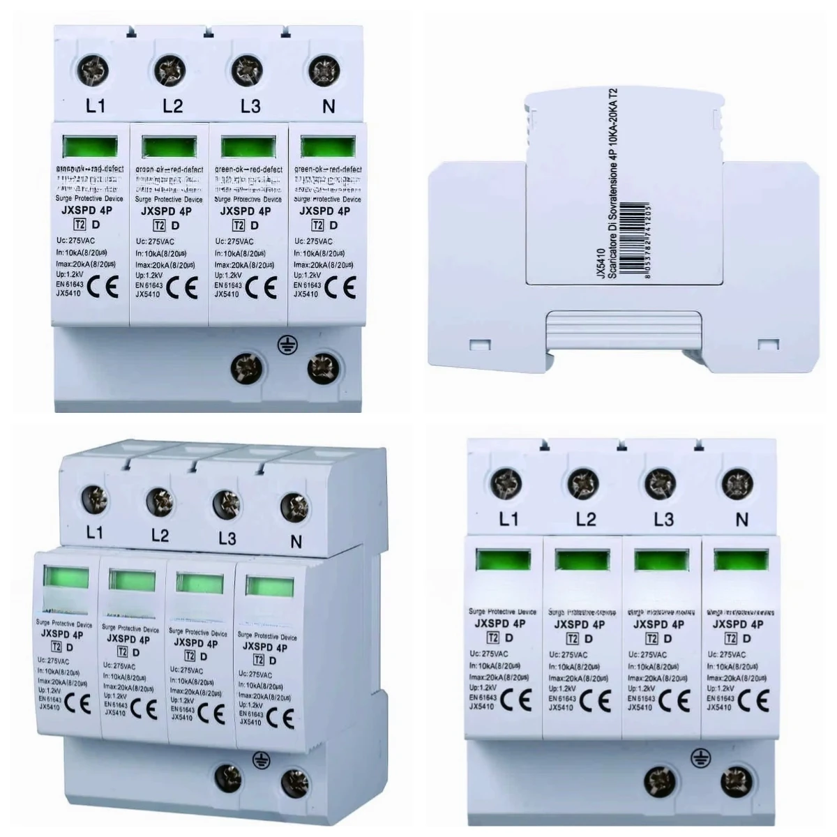 220V T2 4P 275V 10KA TVS Surge Protection Devices (SPDs) 4 DIN Modules Occupied surge arrester
