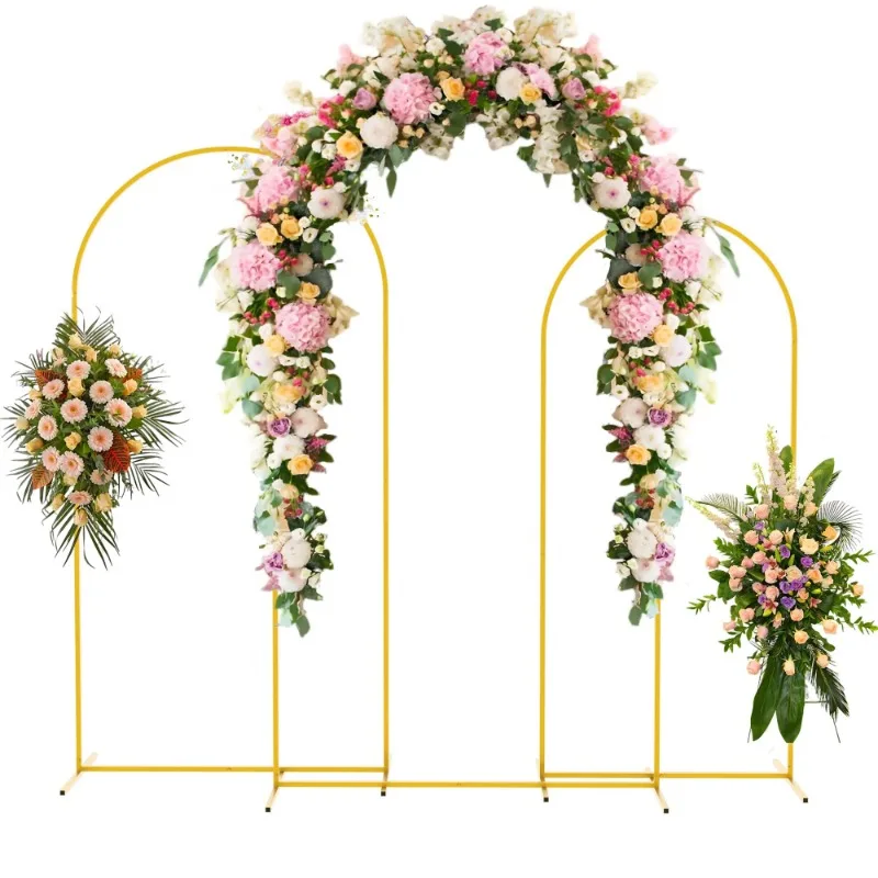 

Wedding Arch Backdrop Stand 7.2FT, 6.6FT, 6FT Set of 3 Gold Metal Arch Backdrop Stand for Wedding Ceremony Baby Shower