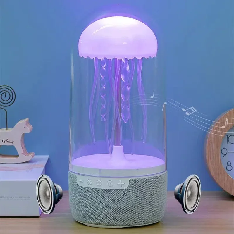 Novo ruído branco led medusa aquário luz noturna 7 cores mudando com 4 modo de luz lâmpada medusa alto-falante bluetooth
