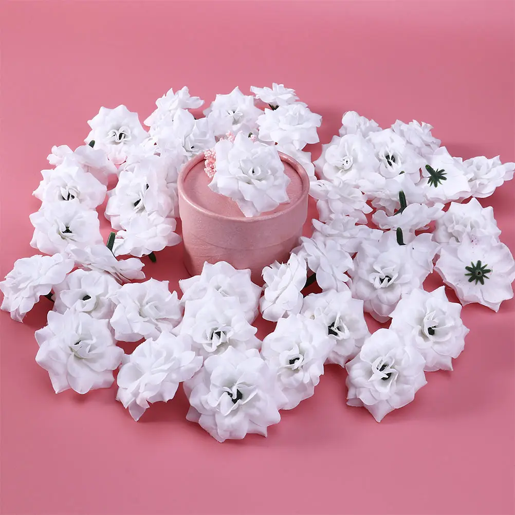 

100pcs Artificial Roses Fake Flower Heads Decor Simulation Silk Wedding Valentine DIY Decorations Soft Fabric Realistic