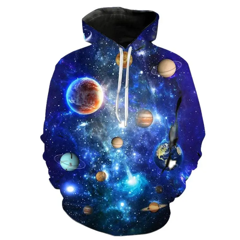 Wszechświat Starry Sky Astronaut Element 3D bluzy z nadrukiem mężczyźni kobiety długi wzór bluza płaszcz fajna moda Streetwear sweter