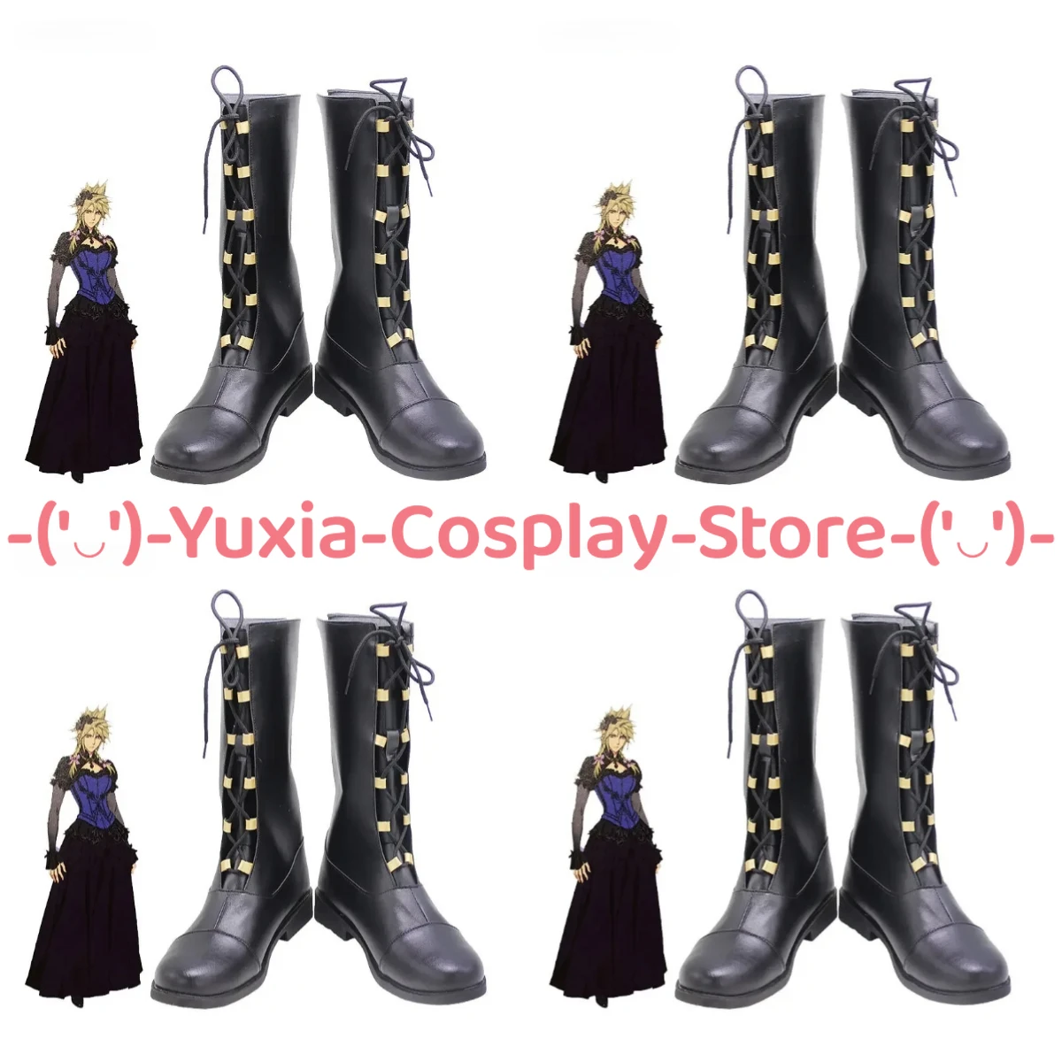 

Yuxiacosplay! FxF VII Cloud Strife Cosplay Shoes Game Character Prop PU Leather Boots Halloween Carnival Party Costume