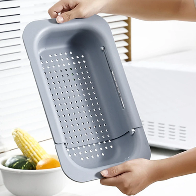 Over The Sink Colander Strainer Basket - Wash Vegetables And Fruits, Drain Cooked Pasta And Dry Dishes - Extendable Durable