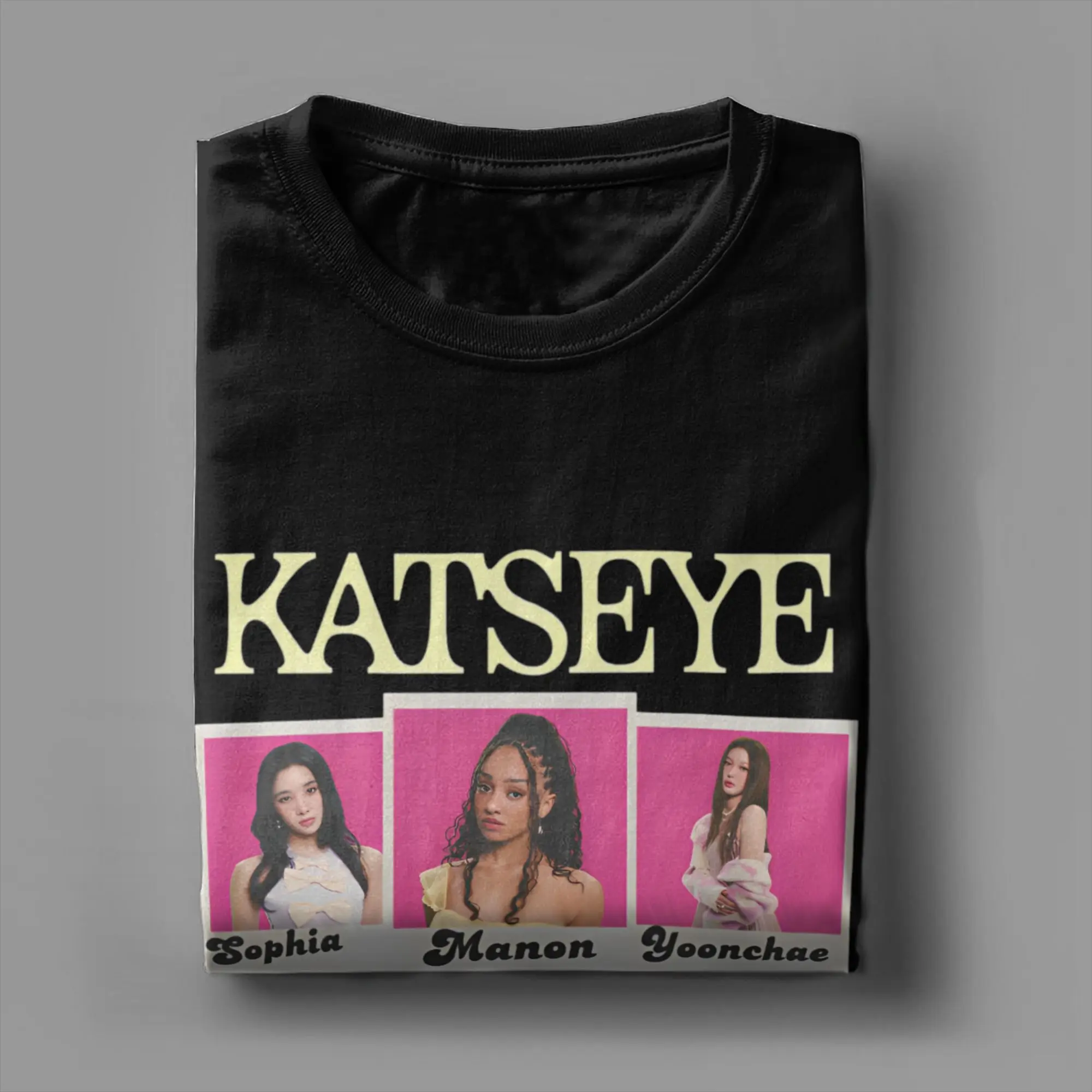 كاتسي يون تشاي صوفيا لارا مانون ميغان تي شيرت الرجال ملابس علوية من القطن طباعة Kpop جولة الرقبة قصيرة الأكمام