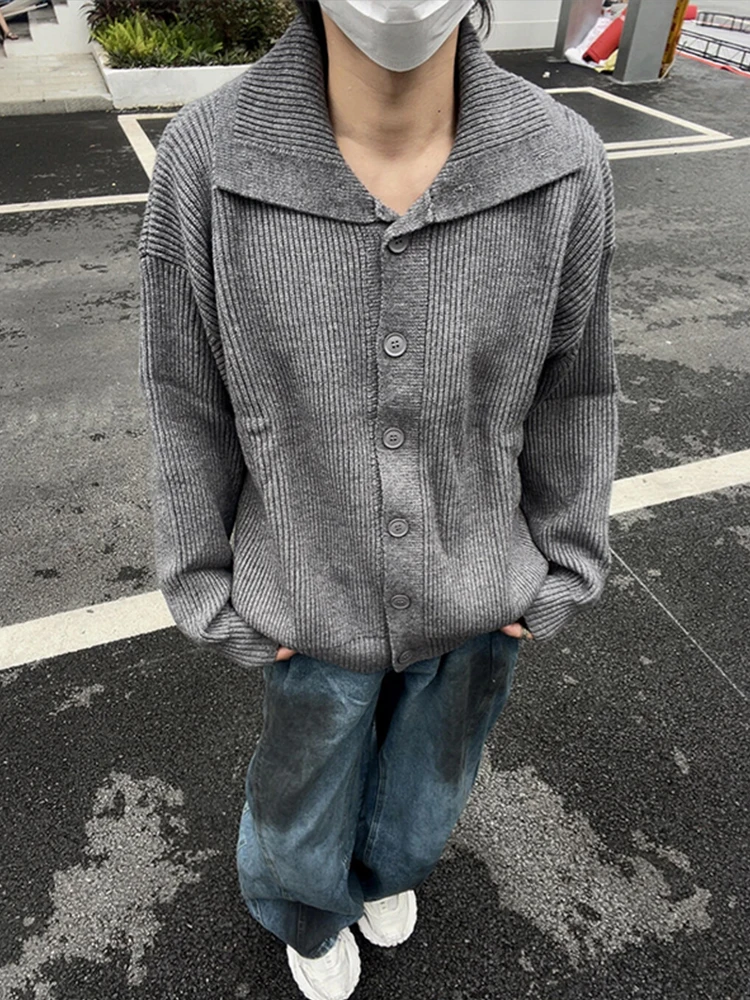 

Мужской вязаный кардиган в американском ретро-стиле Cleanfit: осенне-зимний, простой, высококачественный, универсальный, вязаный свитер