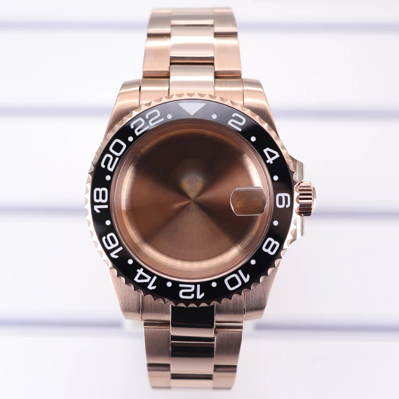 20ATM 40mm Roségold Uhrengehäuse Armbänder Saphirglas für NH35 NH36 NH34 NH38 4R36 NH70/Miyota8215/ETA2824 PT5000 Uhrwerk GMT SUB – Detail 9