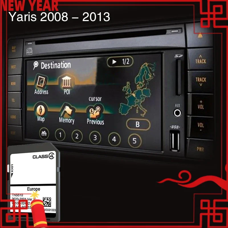 

Suitable For Toyota TNS510 Yaris From 2008 To 2013 Cover Europe MAP Sat Navigation SD Card