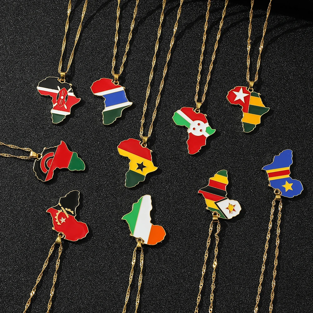 Trendy Creative World Maps Necklace Africa Pendant Jewelry Accessory for Women Men Unique Personality Gift view 2
