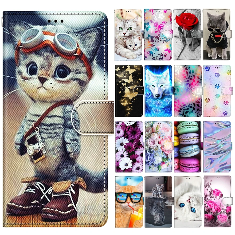 Etui POCO M3 Flip Case for Funda Xiaomi POCO X3 NFC Case Cute Dog Cat Tiger Rose Wallet Leather magnetic Phone Cover Capa Women