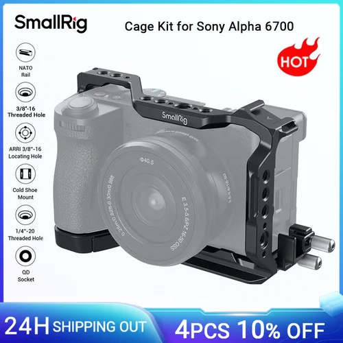 Imagen 1 del producto Kit de jaula SmallRig A6700 para Sony Alpha 6700, placa de liberación rápida integrada para Arca con abrazadera de Cable para montaje en zapata 4336