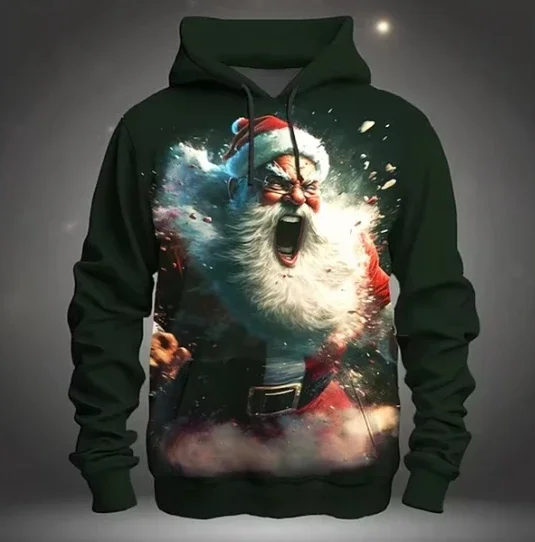 Santa Claus Hoodie for Men 3D Printed Christmas Casual Sweatshirt Autumn and Winter Casual Hoodie Hip-hop Men's Oversized Hoodie