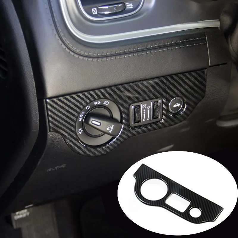 

For Dodge Charger 2011+/ Chrysler 300 2015-2021 Car Accessories Carbon Fiber Headlight Switch Button Panel Sticker Trim
