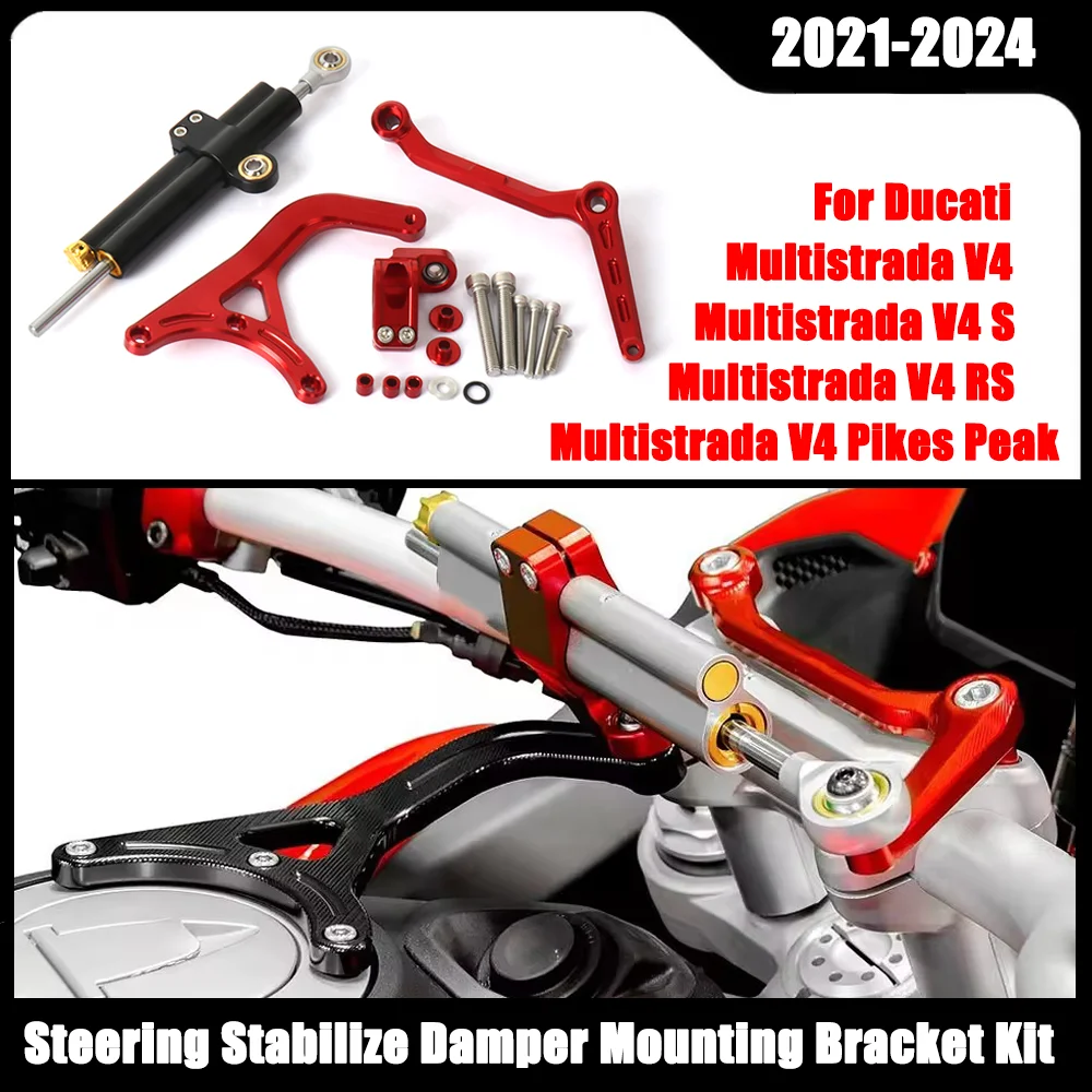 

Steering Stabilize Damper Mounting Bracket Kit For Ducati Multistrada V4 RS 2024 MULTISTRADA V4 S Pikes Peak