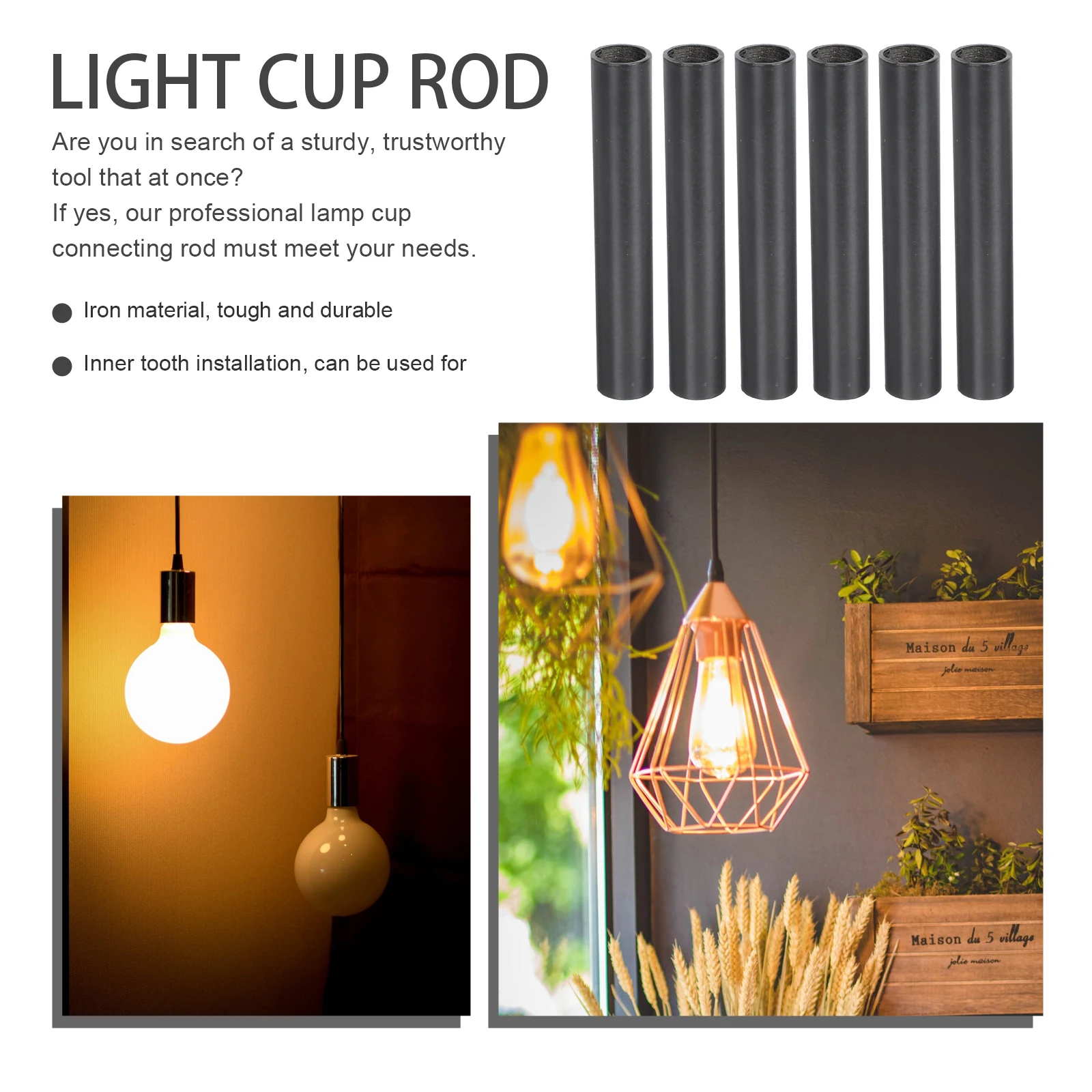 

6pcs Iron Cup Connector Screw Pole Tuning Head For Chandelier Wall Lamp Diy Ceiling Light Parts Light Rod Accessory Simple