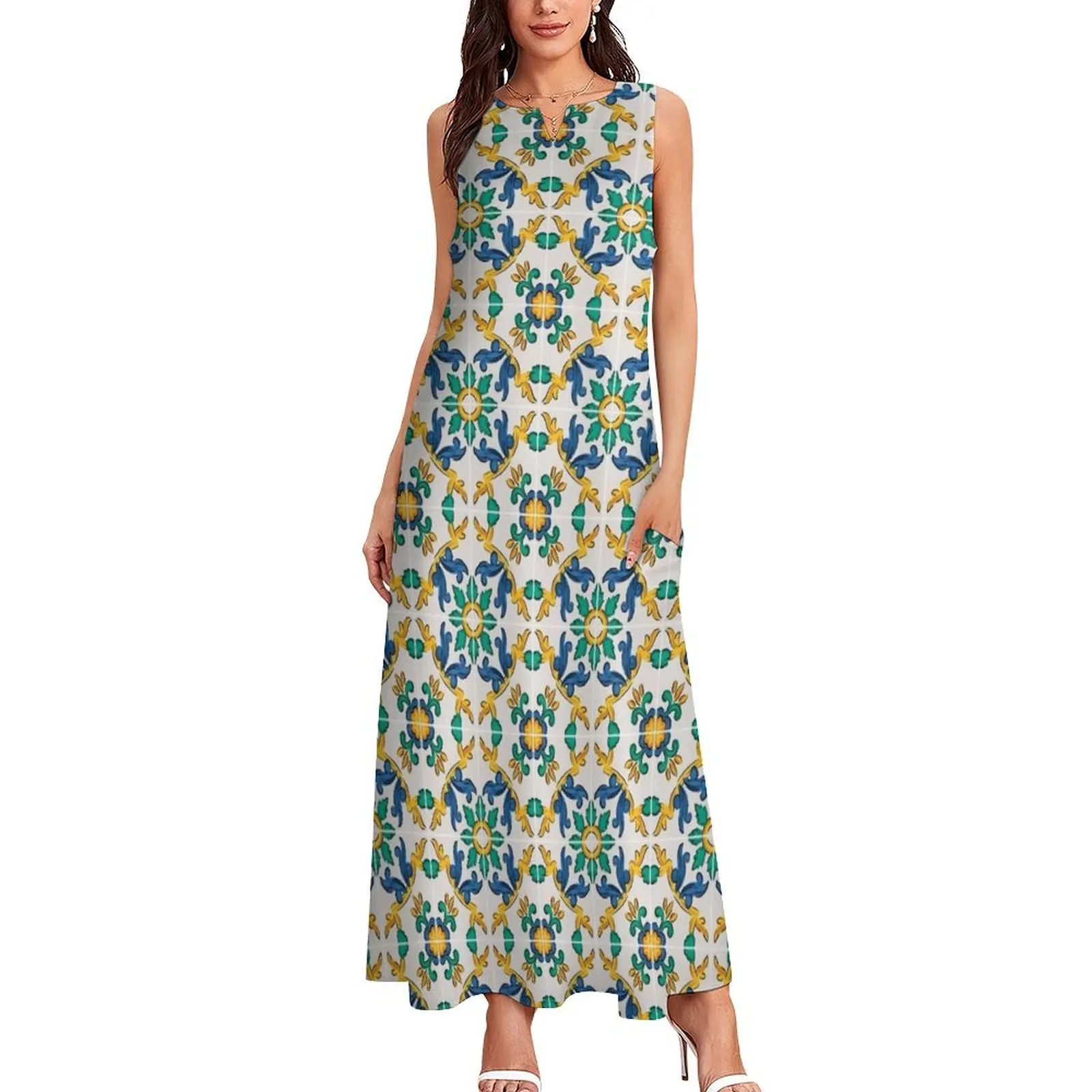 Sicilian сeramics Long Dress Long dress woman women