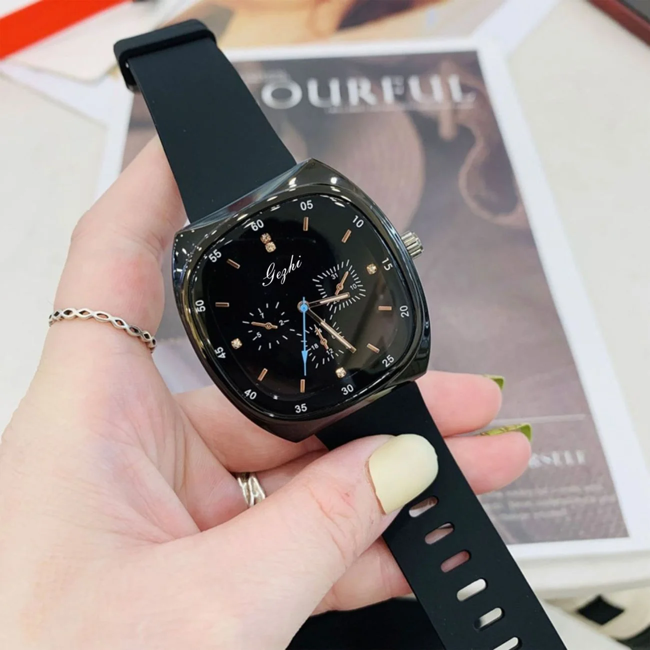 Reloj cuadrado de moda para mujer, correa de silicona informal, relojes de cuarzo, reloj de pulsera deportivo para hombres, mujeres y estudiantes con caja