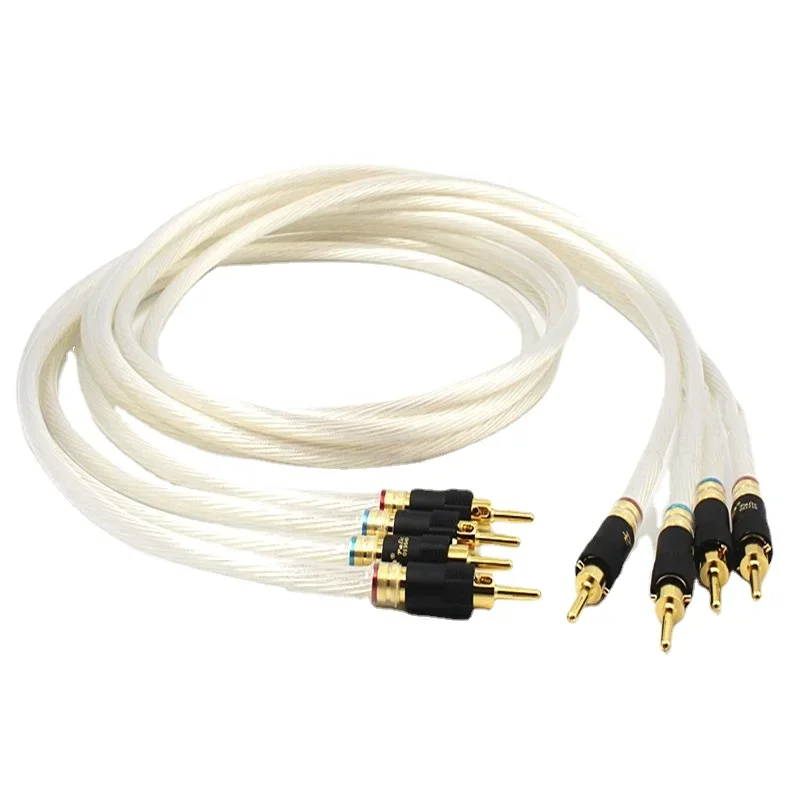 

5N OCC Silver Plated Speaker Cable Gold Plated Banana Plug HiFi Audio Amplifier Speaker Cables
