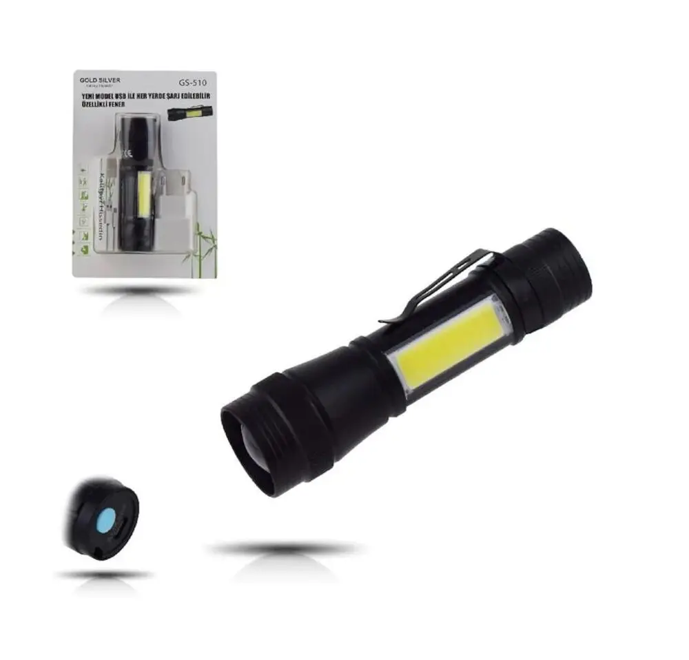 Gold Silver Gs-510 Usb rechargeable T6 With Led Flashlight