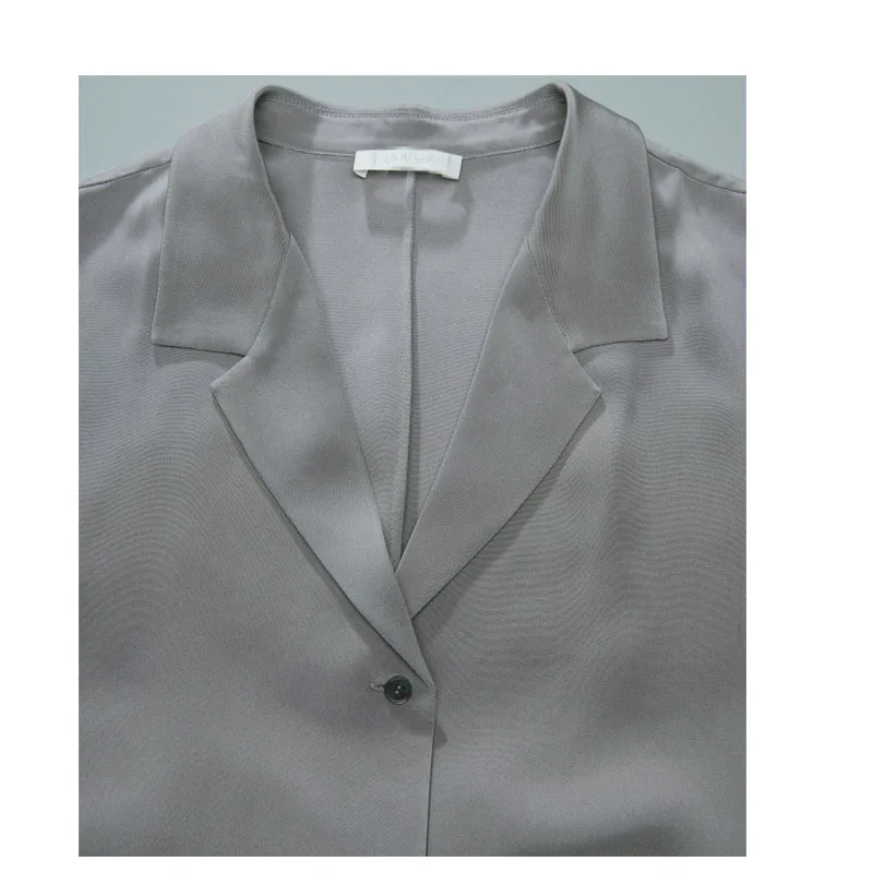 하이 엔드 천연 100% 멀 베리 실크 여성 드레스, 클래식 셔츠 스타일 롱 드레스, 편안하고 캐주얼하며 편안하고 시원한 여름