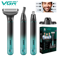 VGR 3in-1 Men's Razors Hair Trimming Set Rechargeable Professional Foil Shaver Portable Nose Hair Ear Hair Eyebrow Trimmer 625