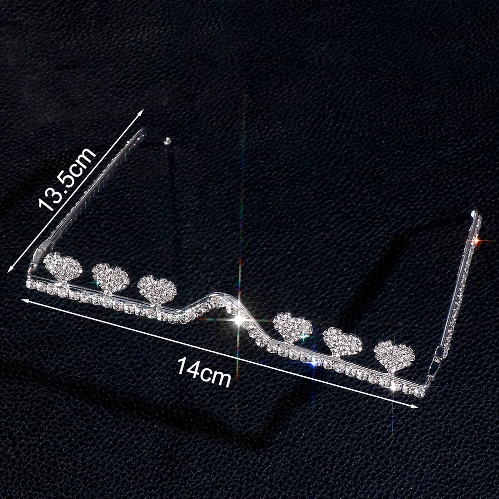 Fashion Design Rhinestone Heart Glasses Frame No Lens Decoration Rave Accessories Crystal Face Jewelry Eye Wear for Women Gift