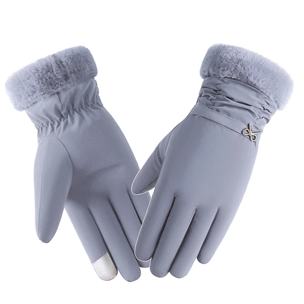 BUTTERMERE Winter Gloves Women Outdoor Lady Driving Gloves with Fur Touch Screen Pink Purple Khaki Gray Female Accessories