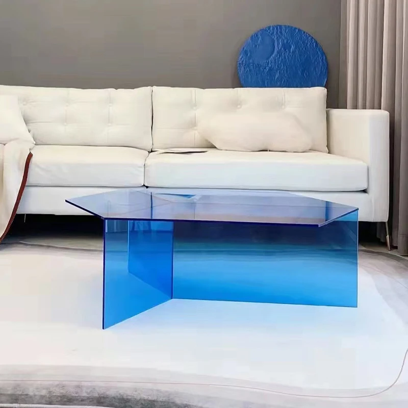 Table Basse Moderne en Acrylique, Design Artistique, Irrégulière, Transparente, Meuble de Luxe, Minimiliste, pour Salon