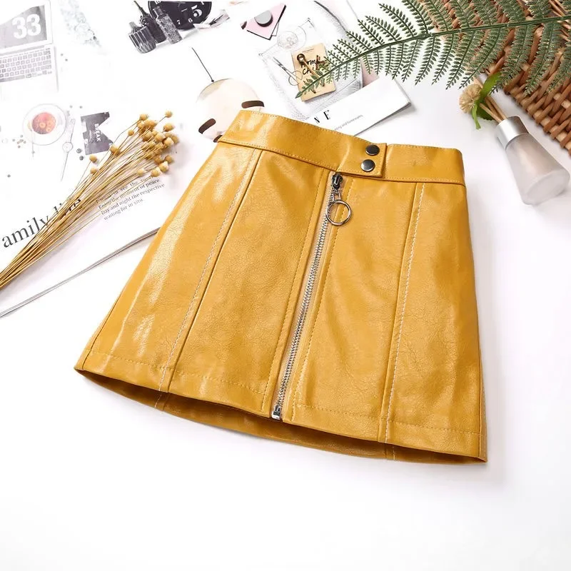 2024 new spring autumn Girls Kids leather PU zipper skirt comfortable cute baby Clothes Children Clothing