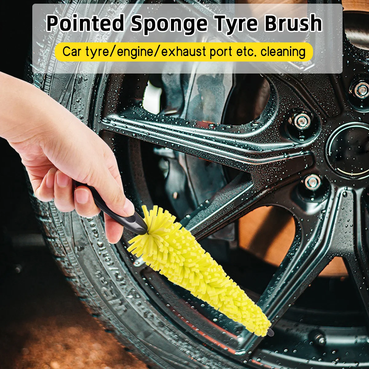 Sponge Wheel Brush with Extended Handle for Cars Motorcycles and Bicycles a Magical Tool for off Road Vehicle Tire Gaps