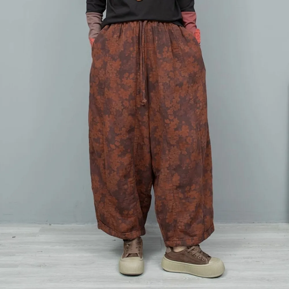 

Printed Cotton Linen Wide Leg Pumpkin Pants Women 2024 Autumn Fashion Pant Set LX2263