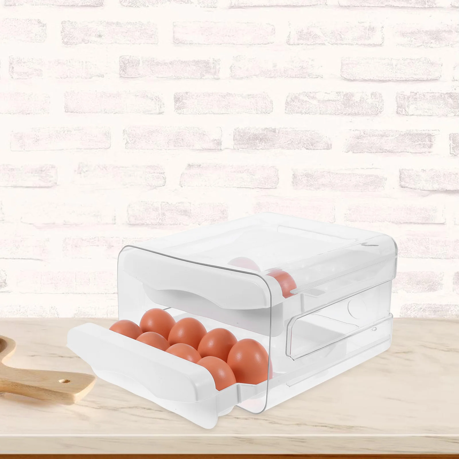 

32 Egg Capacity Drawer Storage Box Transparent Fridge Safe Egg Holder for Kitchen Organization Needs