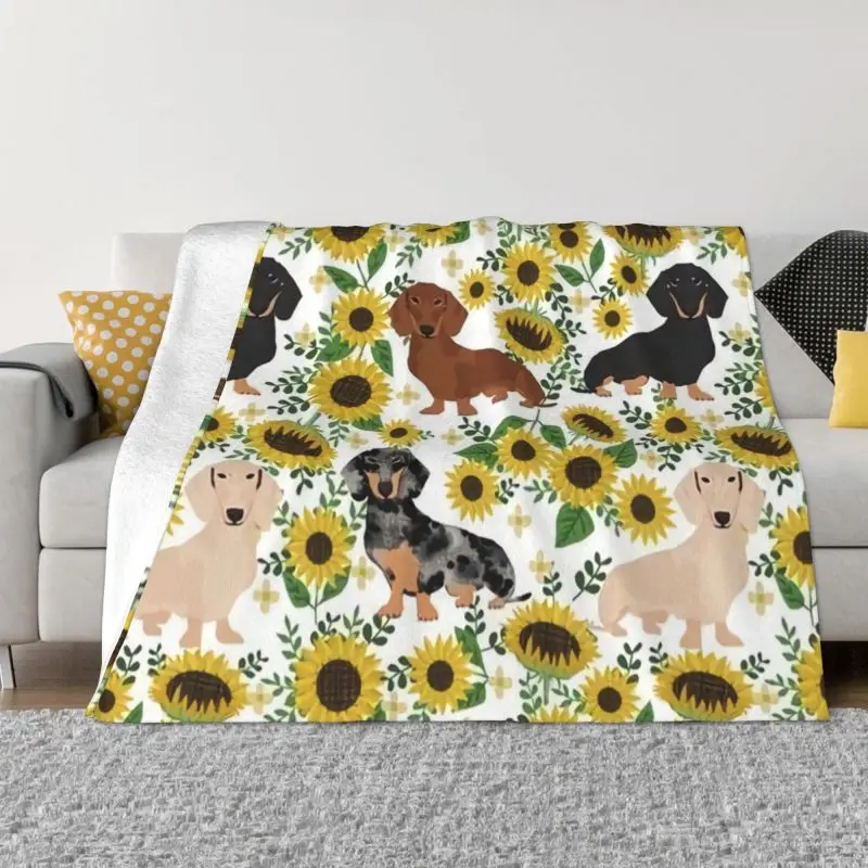 

Badger Sausage Dog Blanket Soft Fleece Spring Warm Flannel Dachshund Puppy Throw Blankets for Sofa Office Bed Bedspread