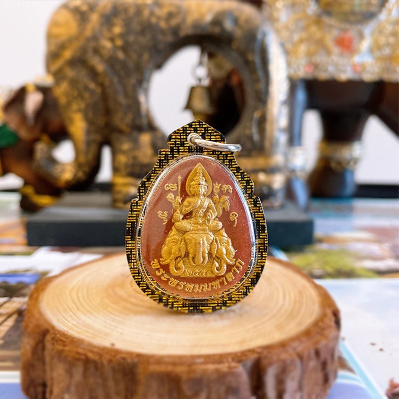 Asia Thailand temple Phra Phrom GANESH Buddha card Pendant Amulet bring fortune GOOD LUCK healthy safety Effective